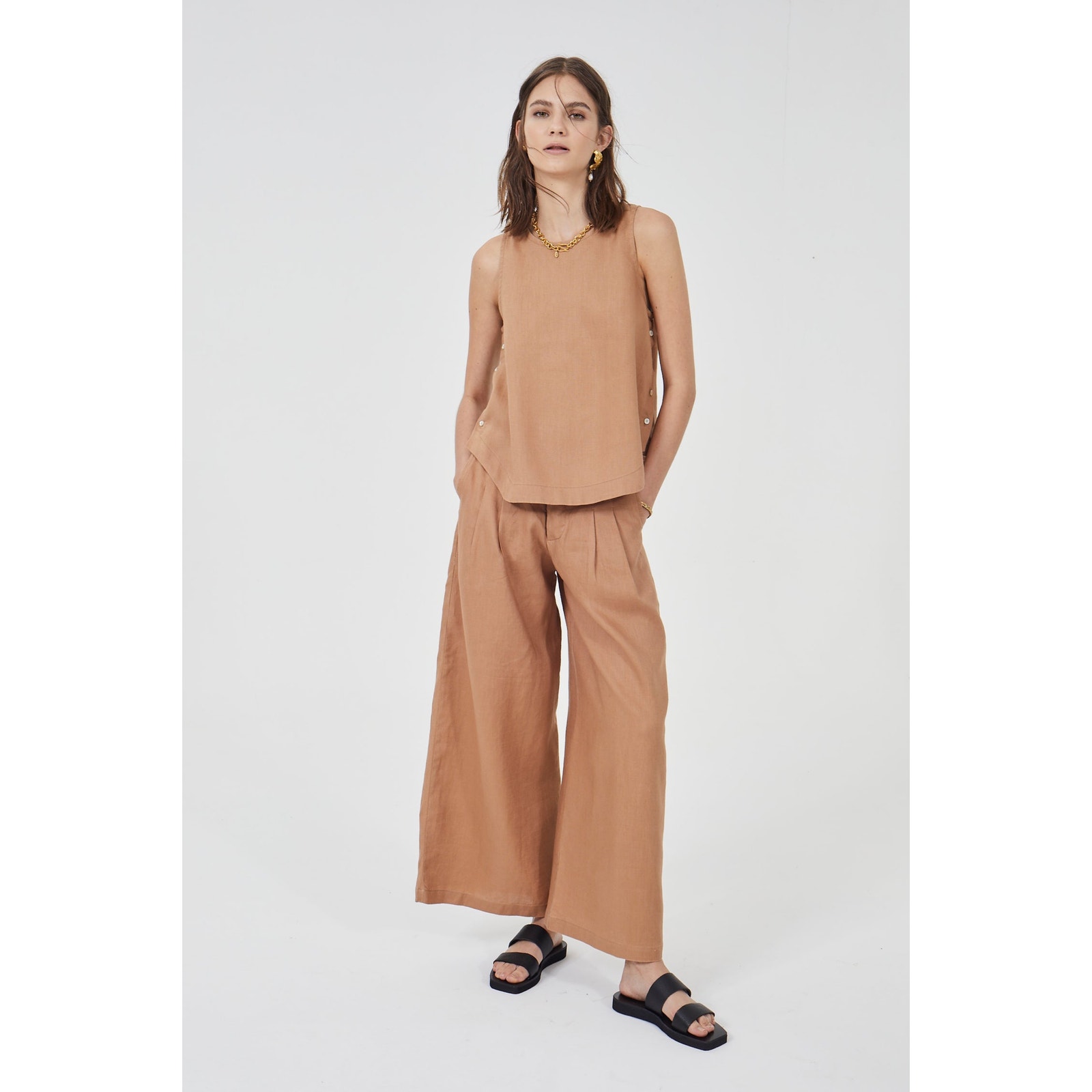 Lanhtropy Culotte Linen Pants $220 Xs